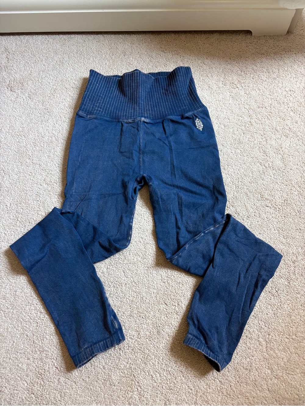 Free People Navy Kids Ribbed-Waist Leggings